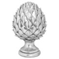 Designová keramická dekorace Borovicová šiška stříbrné barvy 30cm