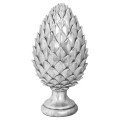 Designová keramická dekorace Borovicová šiška stříbrné barvy 40cm