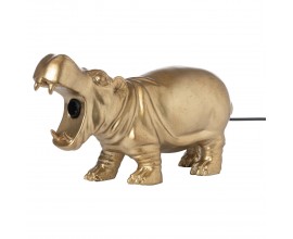 Zlatá keramická stolní lampa Hippopotama ve tvaru hrocha 38cm
