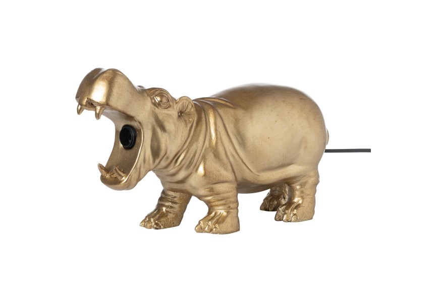 Designová stolní lampa Hippopotama s atypickým provedením v podobě zlatého hrocha