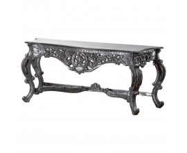 Barokní vyřezávaný konzolový stolek Louise ve stříbrném provedení 191cm