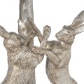 Stylová stolní lampa Marching Rabbits ve stříbrné barvě s šedým stínidlem 48 cm