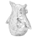 Designová stylová dekorační soška Sova Olivia z keramiky stříbrné barvy 20cm