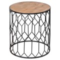 Set tř&iacute; industri&aacute;ln&iacute;ch př&iacute;ručn&iacute;ch stolků Mansa z hněd&eacute;ho masivu s černou kovovou podstavou 54cm