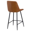 Designová barová židle Cindy s eko koženým hnědým potahem s černými nožičkami 102cm