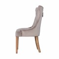 Chesterfield moderní jídelní židle Dinah s béžovým potahem a dřevěnými nohami 100cm
