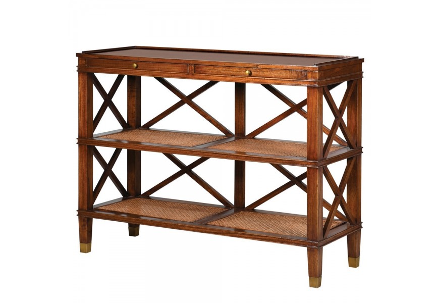 Koloniální konzolový stolek Dark Rich z masivu se dvěma zásuvkami a úložným prostorem 125cm