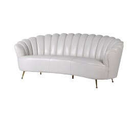 Luxusní bílá art-deco sedačka z pravé kůže 170 cm