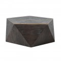 Designový černý konferenční stolek Ramia ve tvaru pětiúhelníku z masivu s měděnými ozdobnými prvky 100 cm