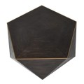 Designový černý konferenční stolek Ramia ve tvaru pětiúhelníku z masivu s měděnými ozdobnými prvky 100 cm