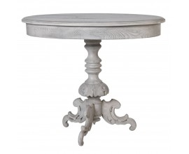 Barokní oválný noční stolek Rovena bílé barvy s ornamentálním zdobením 76cm