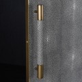 Art-deco šatní skříň OTAWA s šedým koženým čalouněním na nožkách 216cm