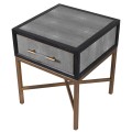 Noční stolek Art-Deco OTAWA se zásuvkou s povrchem z ekokůže v šedé barvě 61 cm