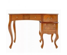 Luxusní rustikální psací stolek CASTILLA Chippendale z masivu se 4 zásuvkami