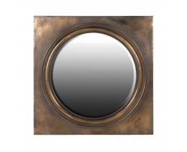 Vintage nástěnné zrcadlo Messina v měděném čtvercovém rámu 107 cm
