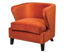 Malé designové křeslo Aranciona s oranžovým čalouněním a černými nohami 78 cm