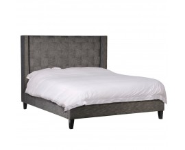 Moderní postel Prodigy v tmavě šedé barvě s černými nohami 217 cm
