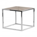 Moderní čtvercový příruční stolek Adelie z jilmového dřeva se stříbrnou kovovou konstrukcí 60cm