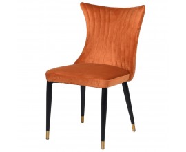 Art-deco jídelní židle Primadonna s oranžovým čalouněním a černými nohami 87 cm