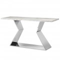 Chromovaný konzolový stolek ve stylu art deco s bílou mramorovou deskou 150 cm