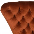 Křeslo Chesterfield s tmavě oranžovým sametovým čalouněním a černými nohami 108 cm