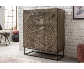 Art-deco luxusní vysoká skříňka Cumbria z masivního akáciového dřeva v šedém odstínu s kovovými nožičkami 100cm