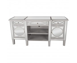 Art-deco luxusní zrcadlový televizní stolek Padme na nožičkách stříbrné barvy 140cm
