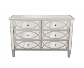 Art-deco luxusní zrcadlová komoda Padme se šesti zásuvkami na nožičkách 120cm