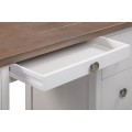 Provensálský luxusní psací stůl Escapia v bílém provedení s přírodní hnědou deskou z masivního dřeva 140 cm