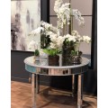 Art-deco luxusní kulatý zrcadlový jídelní stůl Padme s prostornou povrchovou deskou 120cm