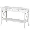 Konzolový stolek z masivního dřeva Amarante se zásuvkami v bílé barvě