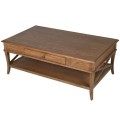 Venkovský konferenční stolek se zásuvkou z přírodního masivního dřeva 120 cm