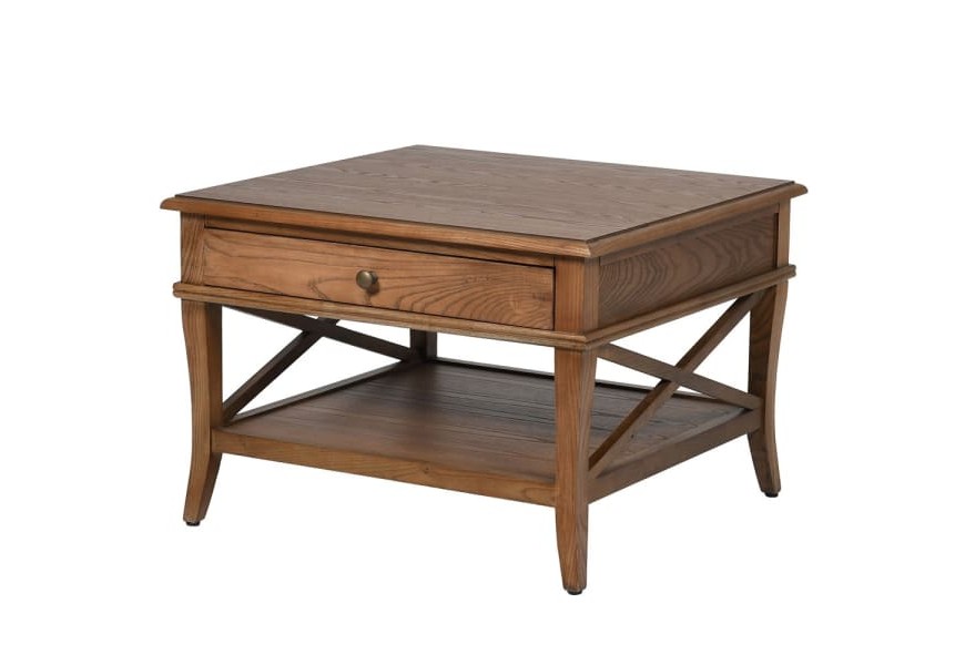 Přírodní noční stolek z masivního dřeva se zásuvkou 65 cm