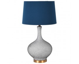 Designová keramická stolní lampa PUNKT stříbrná na zlatém podstavci s tmavě modrým stínidlem 73cm