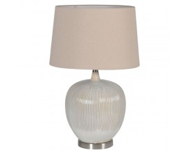 Designová keramická stolní lampa smetanově bílá s béžovým stínidlem 62cm