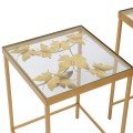 Art-deco set dvou příručních stolků Papillon ve zlaté barvě s motýlím vzorem