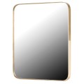 Moderní závěsné zrcadlo Viviane zlaté barvy s obdélníkovým kovovým rámem se zaoblenými rohy