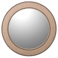 Luxusní nástěnné zrcadlo Circuit Crema kulatého tvaru s béžovým rámem a kovaným zdobením