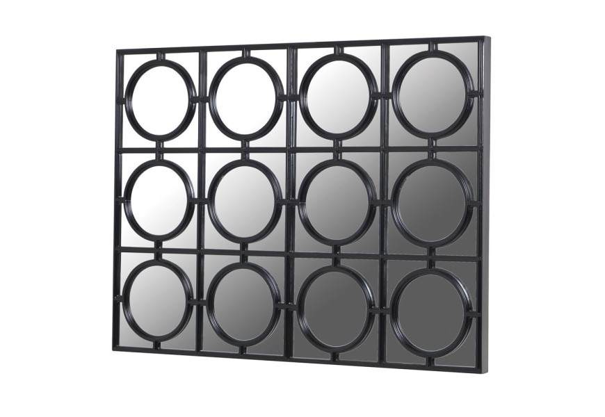 Moderní nástěnné zrcadlo Zeon s geometrickým designem černé barvy 102cm