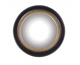 Stylové vintage závěsné zrcadlo Circuit kruhového tvaru s černým rámem se zlatým zdobením