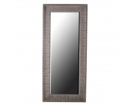 Vintage nástěnné zrcadlo Perilla obdélníkového tvaru šedé barvy s ornamentálním zdobením 187cm