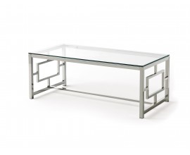 Designový moderní konferenční stolek Adorno s chromovou kovovou konstrukcí a skleněnými deskami