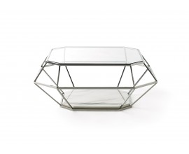 Moderní nadčasový konferenční stolek Adorno z kovu a skla geometrických tvarů 100cm