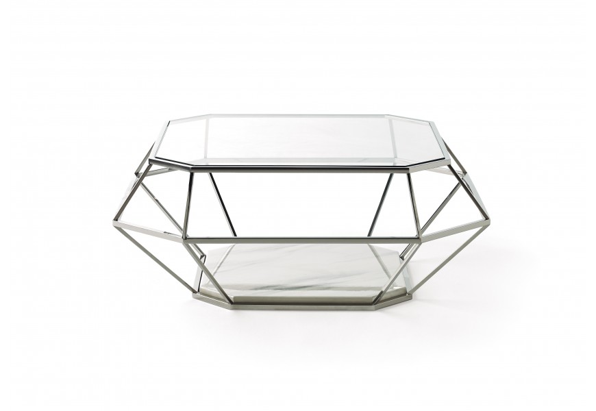 Designový geometrický konferenční stolek Adorno ze skla a kovu