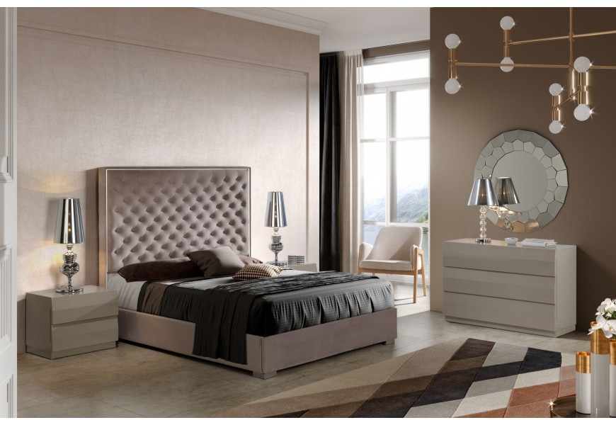 Exkluzivní čalouněná manželská postel Melody s chesterfield prošíváním v moderním stylu