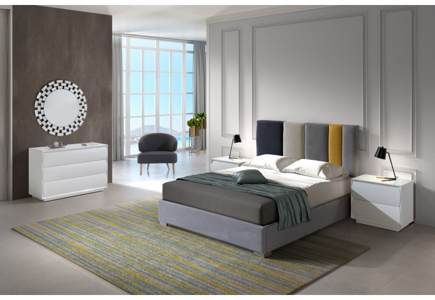 Moderní čalouněná manželská postel Margot s šedým barevným prošíváním 150-180cm 