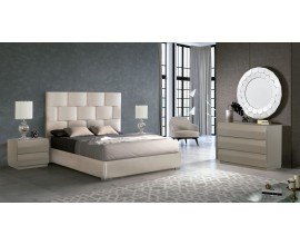 Moderní luxusní manželská postel Berlin s čalouněním s geometrickým vzorem v čele bílé barvy 150-180