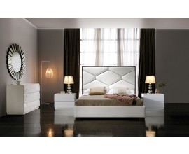 Moderní kožená manželská postel Martina s geometrickým vzorovaným čalouněním 150-180cm