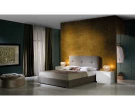 Moderní designová postel Lourdes s čalouněním v šedé barvě a s úložným prostorem 140-180cm