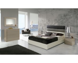 Moderní kožená čalouněná postel Desiree s bílo-černým potahem 90-180cm